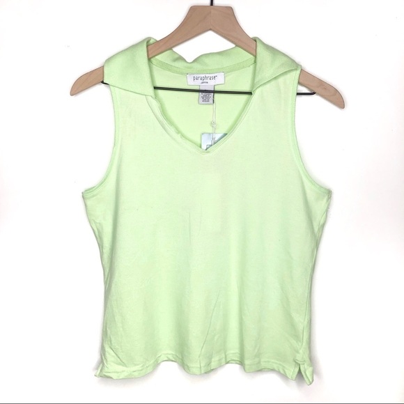 Paraphrase Sleeveless V Neck Polo Green Petite Large NWT - Picture 1 of 4